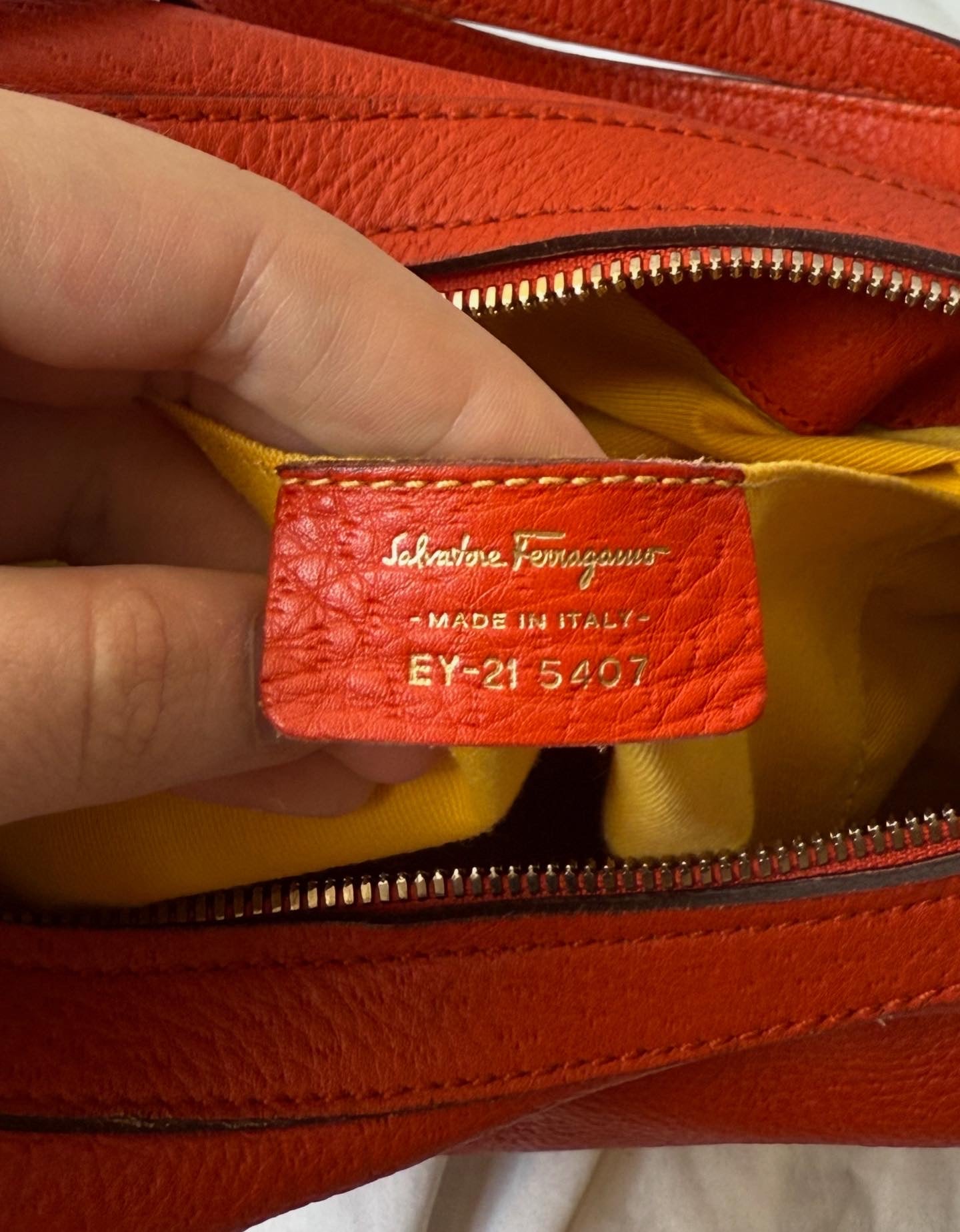 Salvatore Ferragamo Orange Leather Hobo