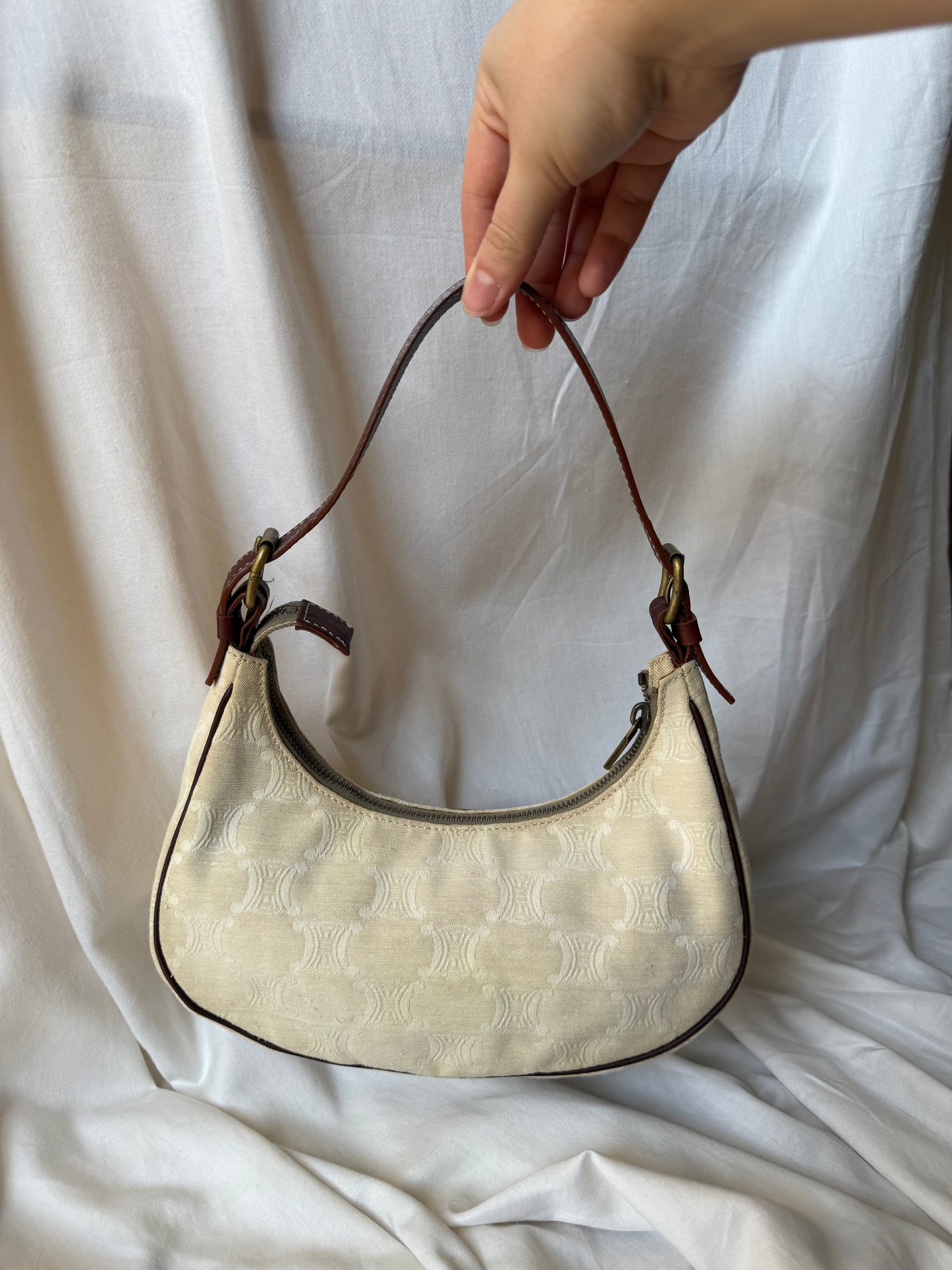 Celine Triomphe Canvas Bag in Cream
