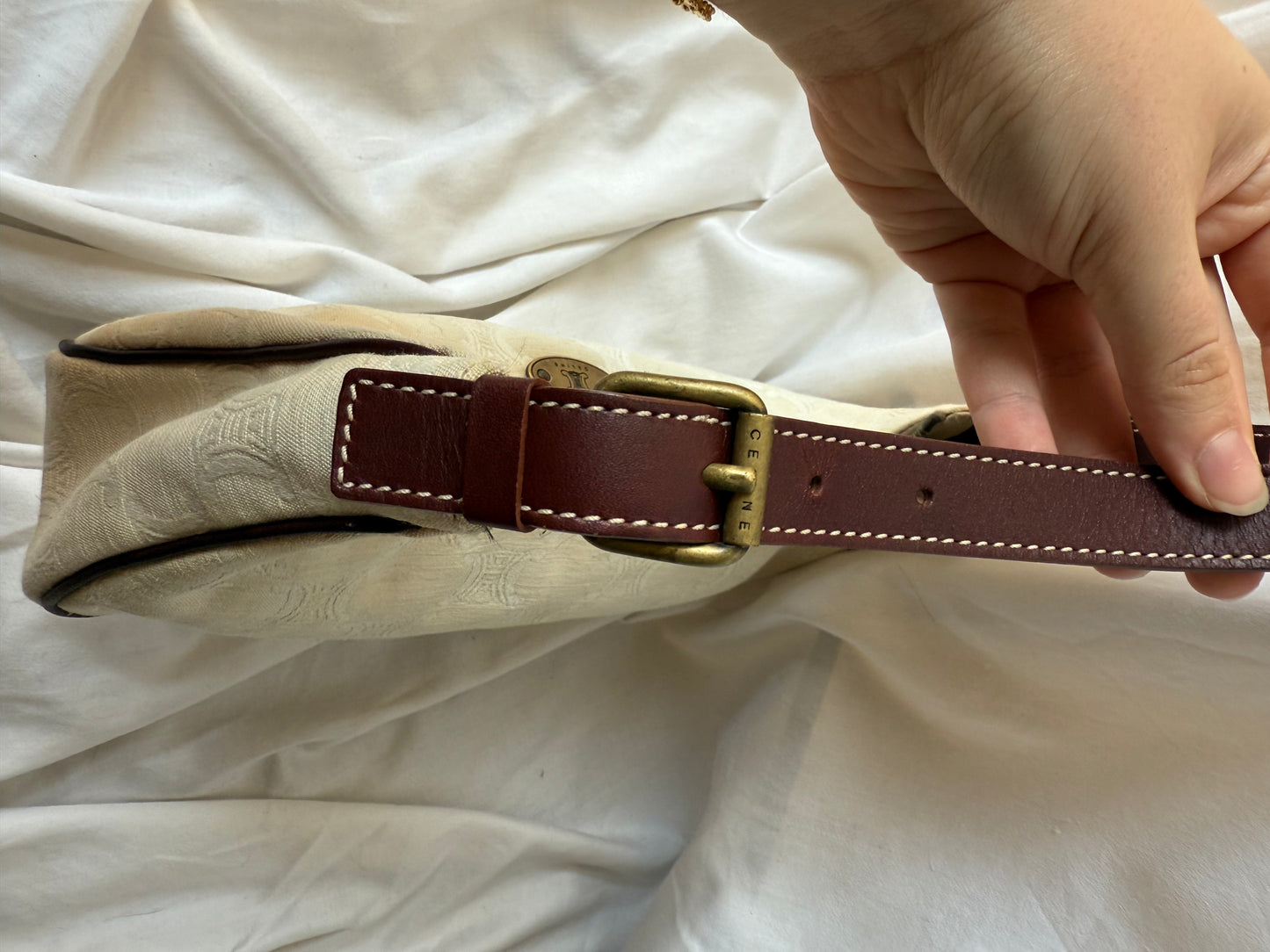 Celine Triomphe Canvas Bag in Cream