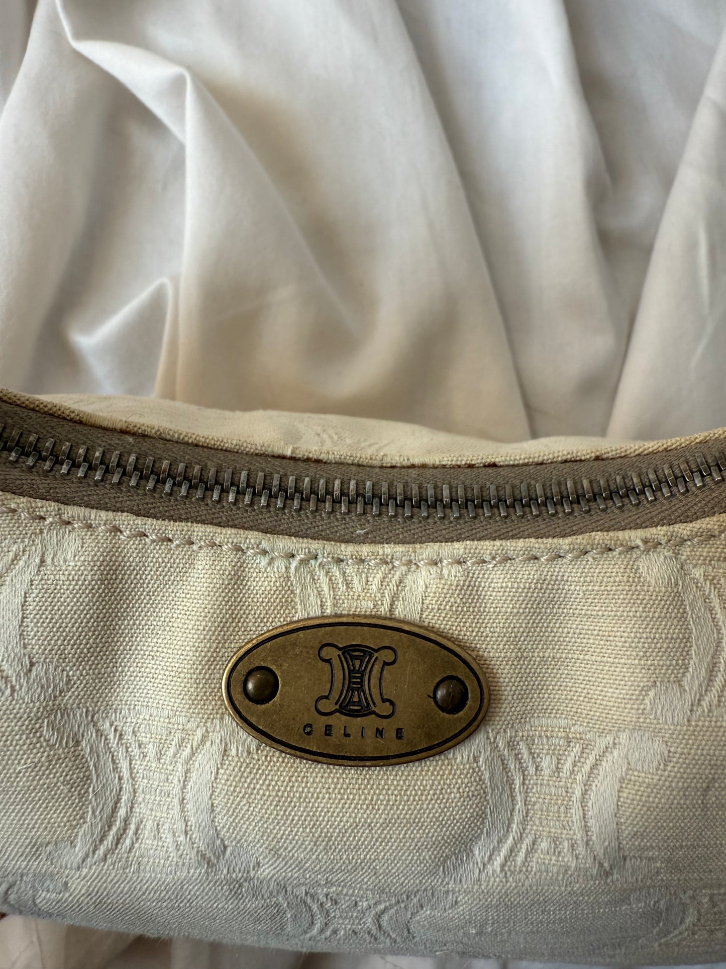 Celine Triomphe Canvas Bag in Cream