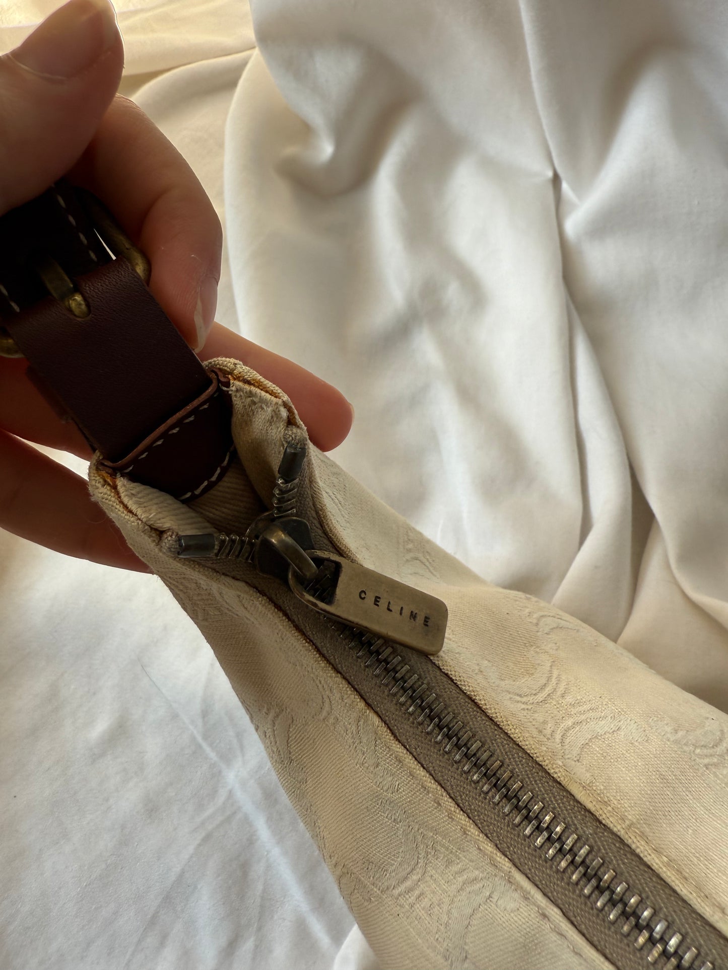 Celine Triomphe Canvas Bag in Cream
