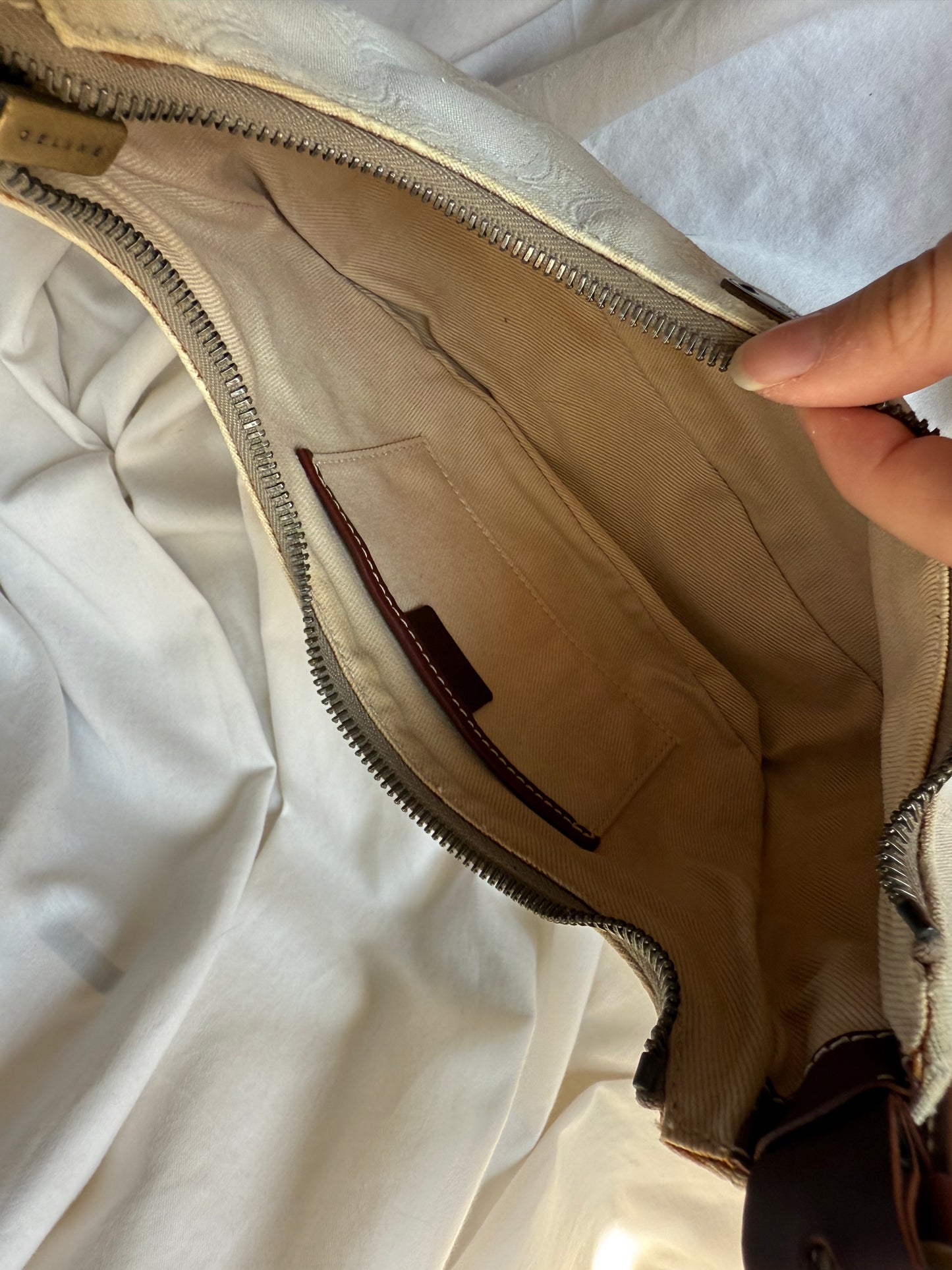 Celine Triomphe Canvas Bag in Cream