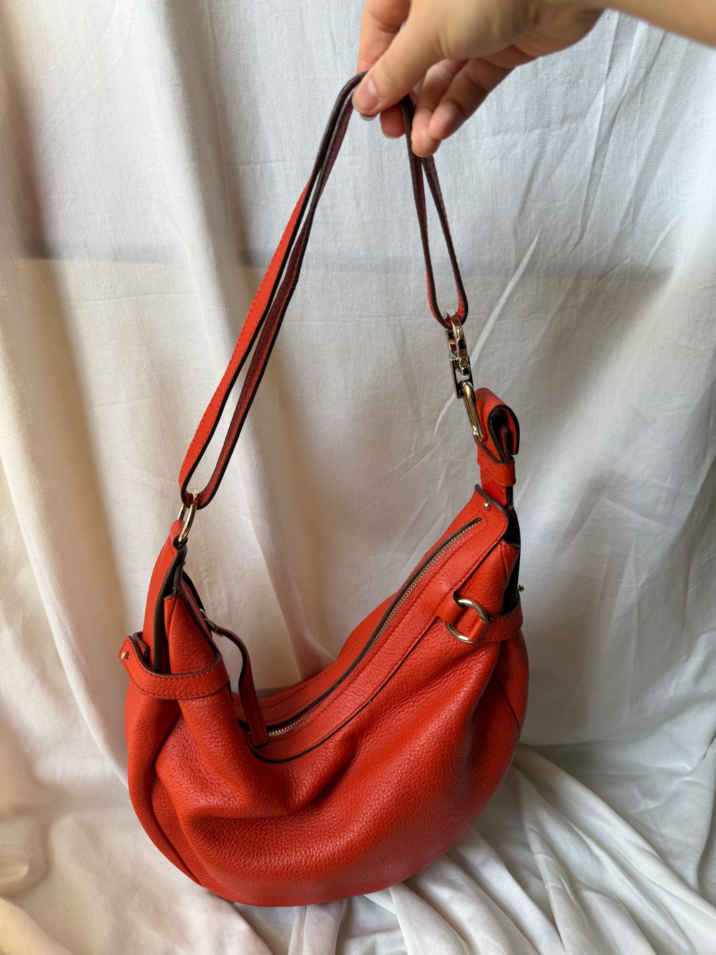 Salvatore Ferragamo Orange Leather Hobo
