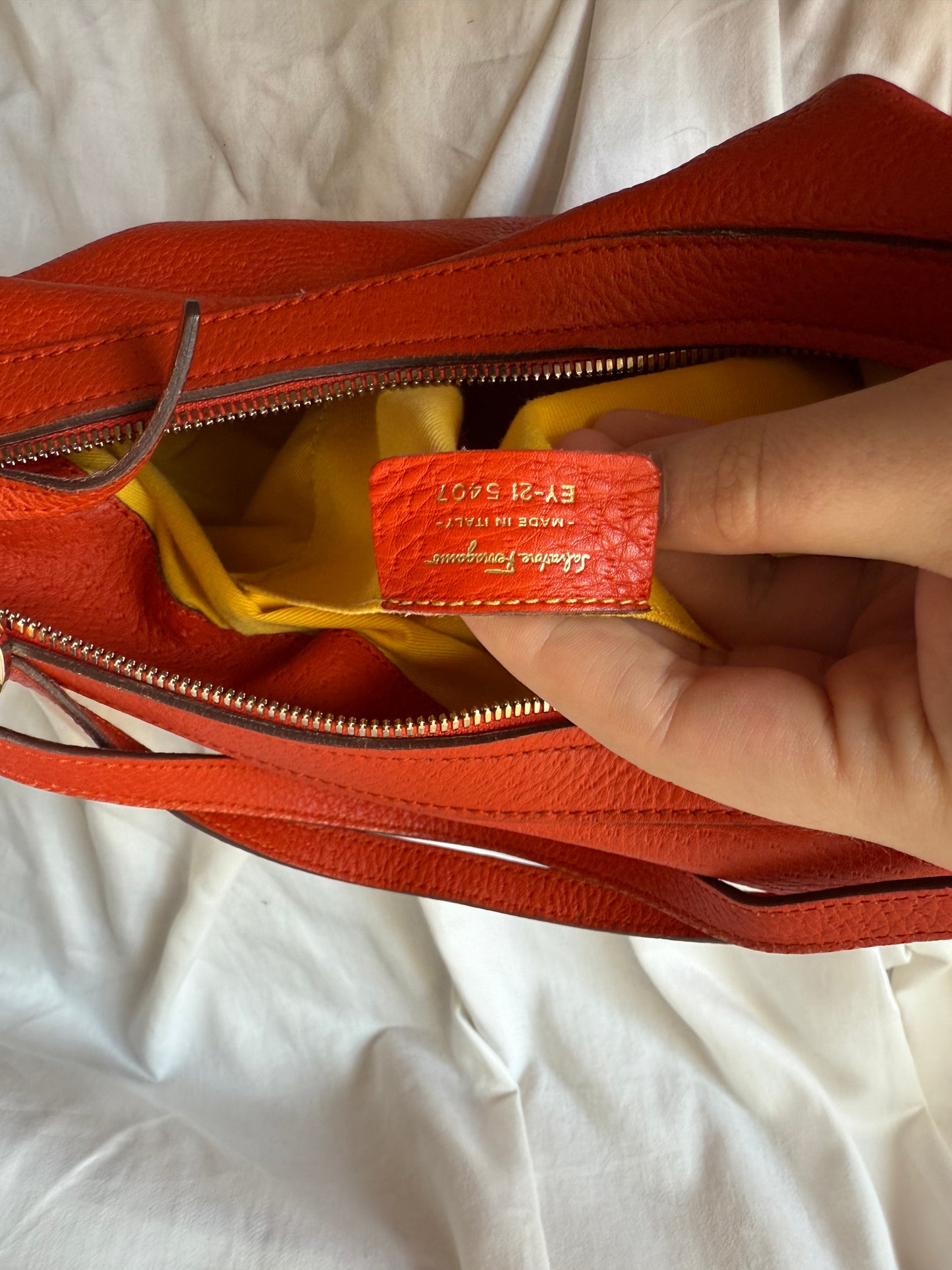 Salvatore Ferragamo Orange Leather Hobo